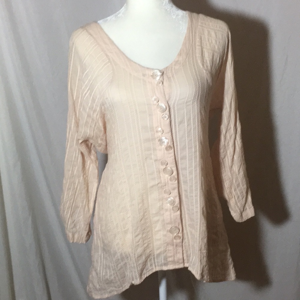 BKE 3/4 Sleeve Peach Color Button Down Blo…